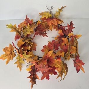 Autumn Leaf Garland‎ Fall Foilage Candle Ring Craft Red, Orange, Yellow